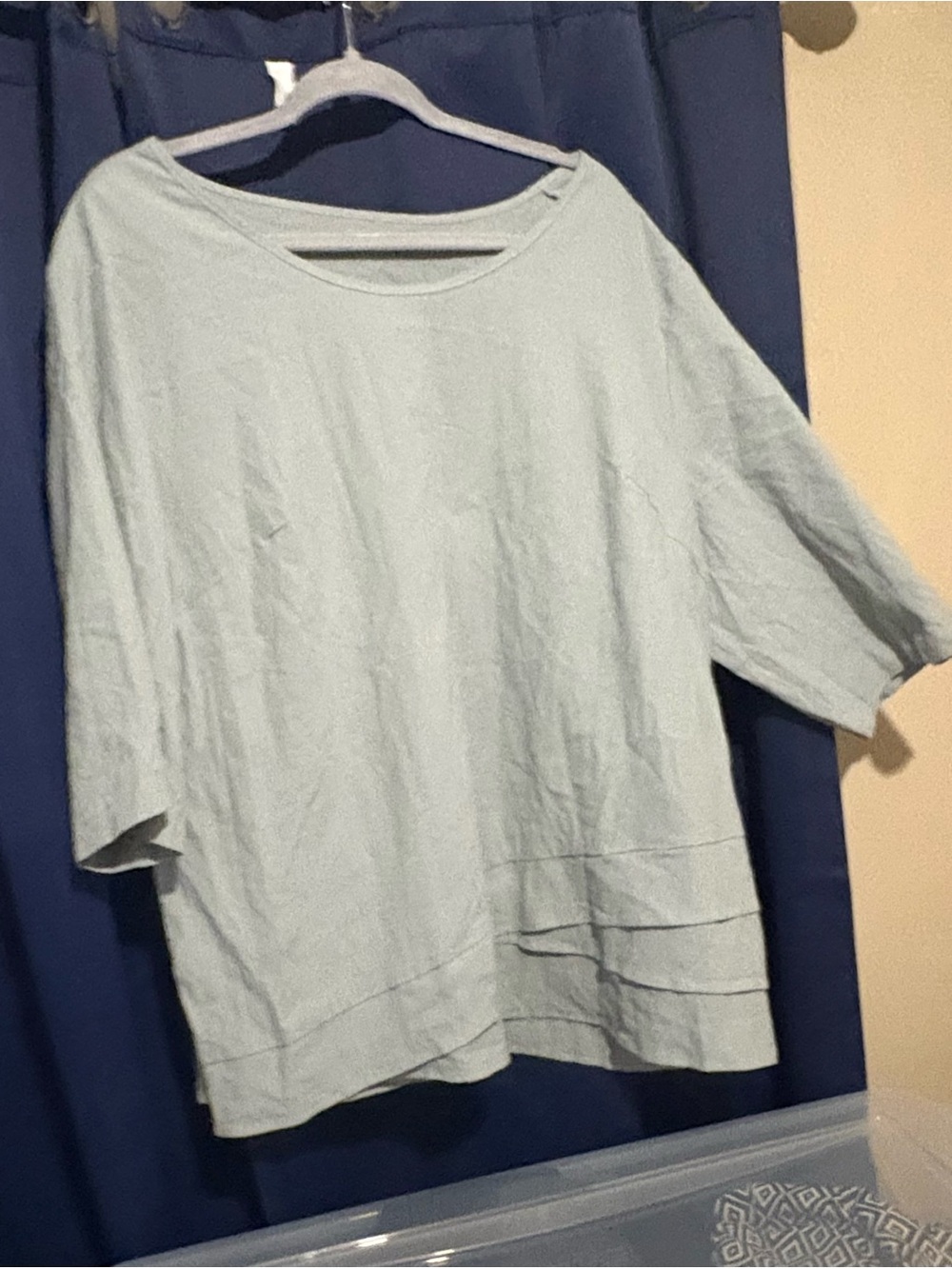 Relaxed Light Blue Boatneck Tunic Top